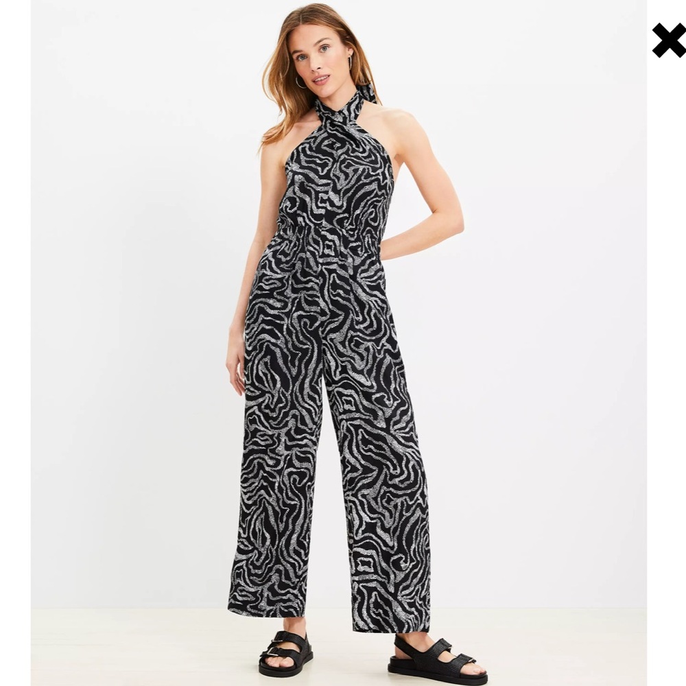 NWOT LOFT Women's LOFT Beach Floral Strappy Halter Jumpsuit